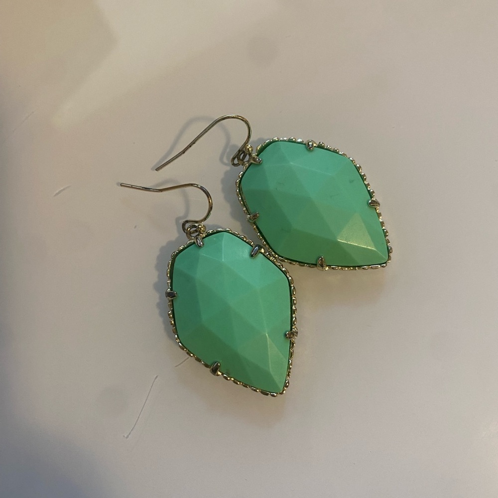 Kendra Scott Elle Drop Earrings | Mint Green Faceted Stone | Gold Frame Dangle